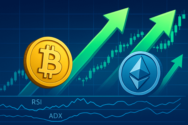 Analisi tecnica settimanale BTC ed ETH con segnali bullish e grafici crypto